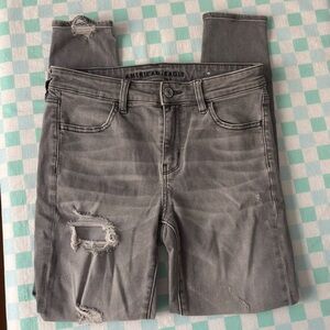 American Eagle Dark Grey Next Level Stretch Jeggings Skinny Jeans Size 10